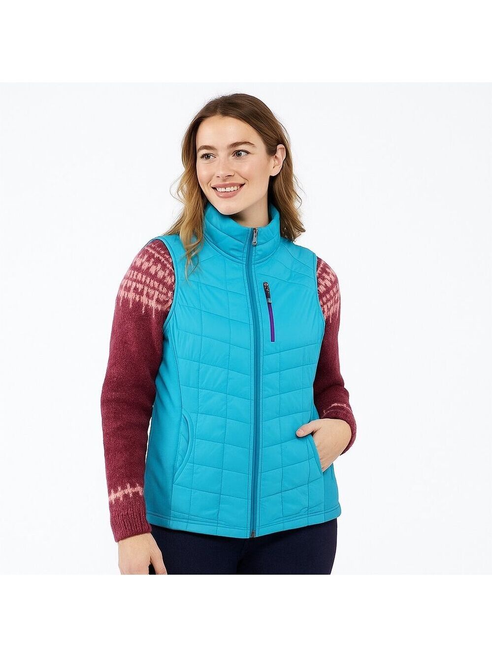 Smartwool Turquoise Quilted Wool-Blend Vest Women’s Zip Pockets Insulated Layer